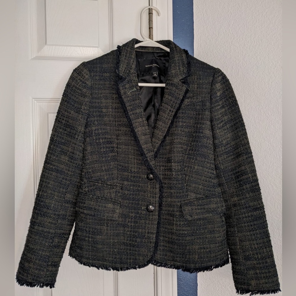 Banana Republic Olive/Black Tweed Blazer